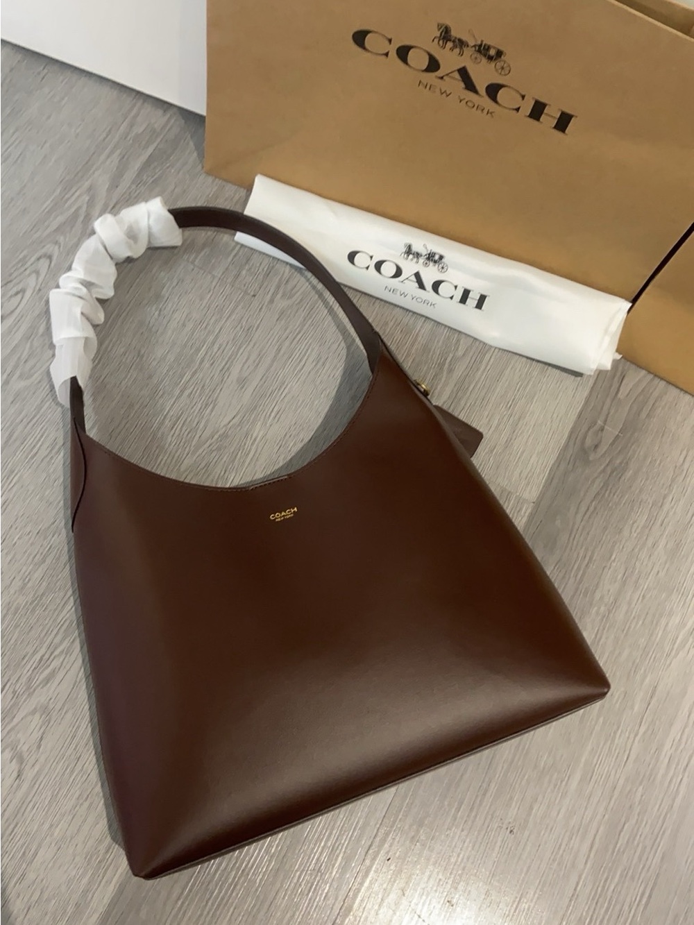 Coach Dark Brown Leather Hobo Crossbody Bag